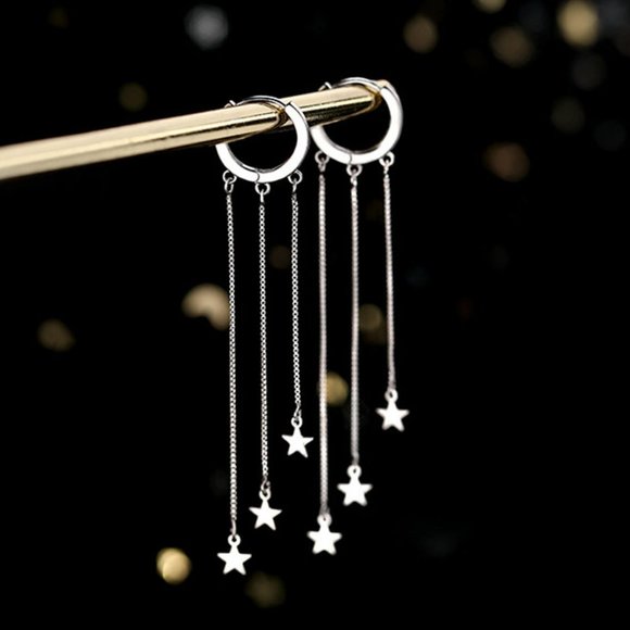 Jewelry - Star Hoop Earrings Sterling Silver